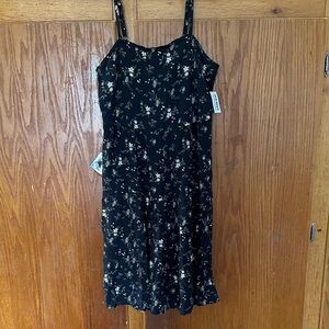 Old Navy Black Floral Slip Dress with Delicate Cream Flowers